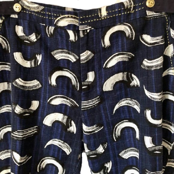 Anthropologie Cartonnier Charlie Brushstroke Ankle/Cropped Pants Navy - 12 - Picture 5 of 14